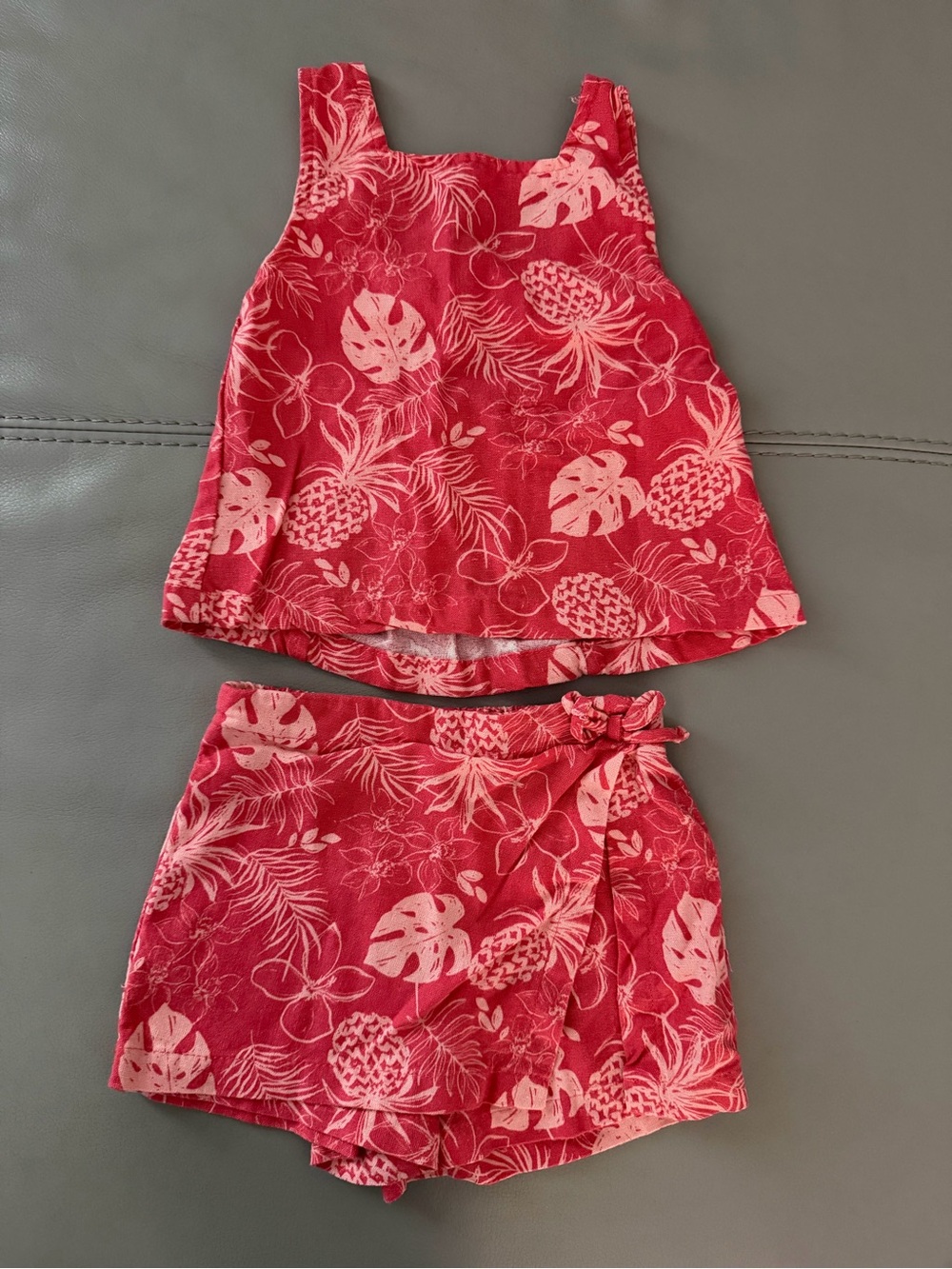 Vince Camuto Girls Red Tropical Pineapple Two-Piece Set